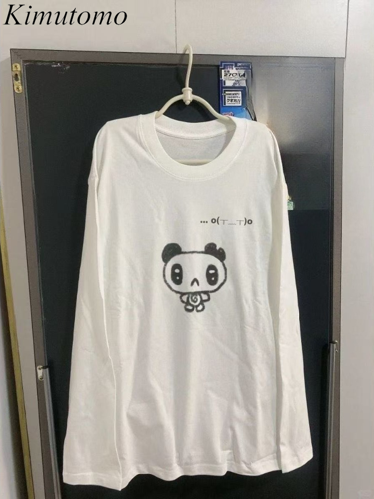 Street Fashion Y2K - Kimutomo Tシャツ女性漫画プリント長袖ルーズファッション Y2k 美的原宿トップス秋冬ファッションレディース