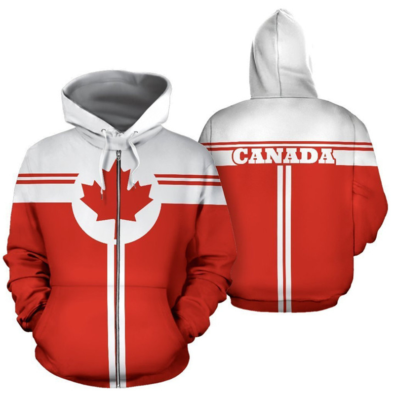 男性と女性のためのカナダ国旗のフード付きスウェットシャツ,3 - Street Fashion Canada のレビューと価格